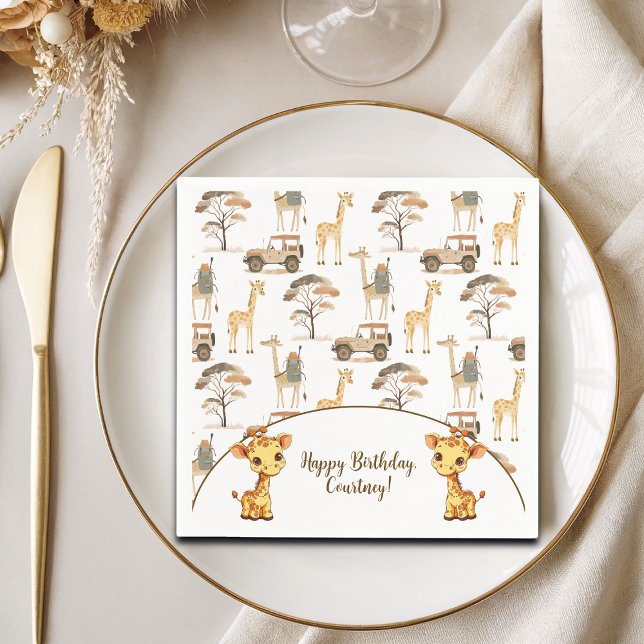 Jungle Safari with Giraffes Birthday Party Napkins (Creator Uploaded)