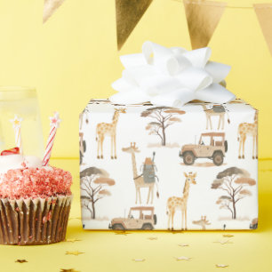 Jungle Safari with Giraffes Birthday Party Wrapping Paper