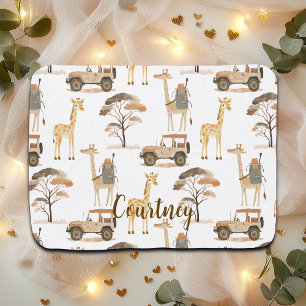 Jungle Safari with Giraffes Nursery Pattern  Baby Blanket