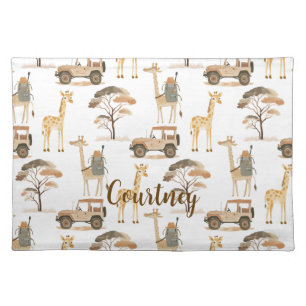 Jungle Safari with Giraffes Nursery Pattern  Cloth Placemat
