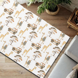 Jungle Safari with Giraffes Nursery Pattern Rug