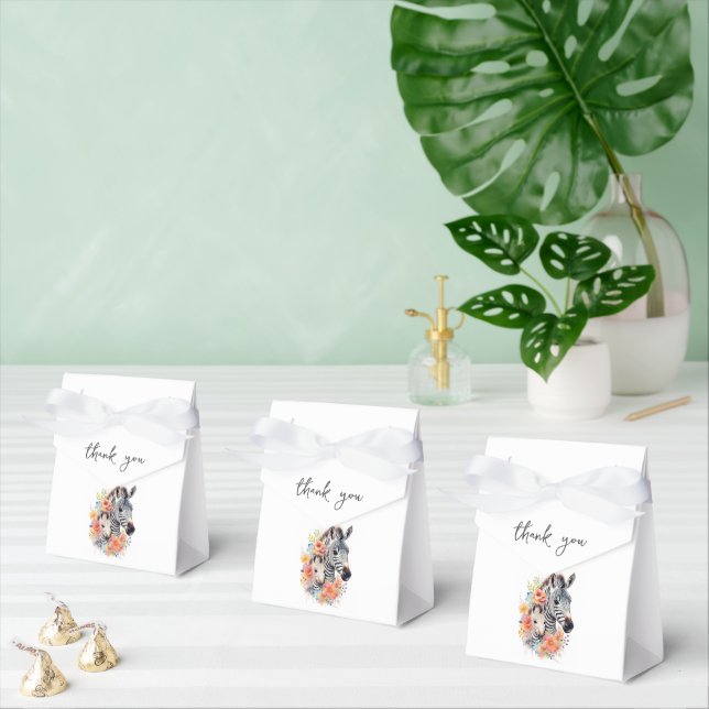 Jungle Safari Zebra Floral Baby Shower Favor Boxes (Multiple)