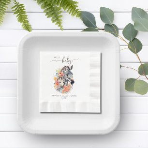 Jungle Safari Zebra Floral Baby Shower Napkins