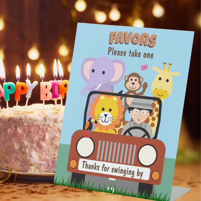 Jungle Safari Zoo Animal Baby Shower Favors Pedestal Sign (Creator Uploaded)