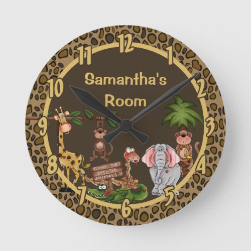 Jungle Safari Zoo Animal Giraff Personalized Clock