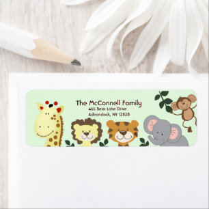 Jungle Safari Zoo Animals Return Address Label