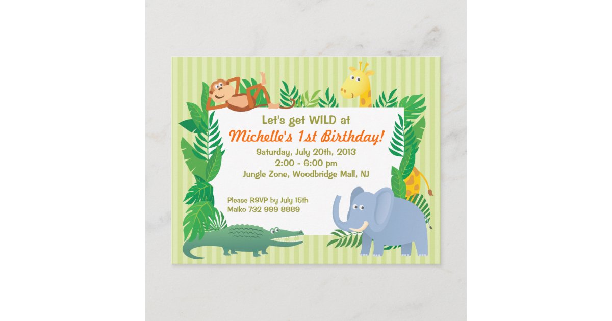Jungle SAFARI Zoo themed Birthday Invitation Card | Zazzle.com