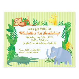 jungle theme birthday invitations zazzle