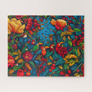 Jungle Serenade in a Sea of Blossoms Jigsaw Puzzle