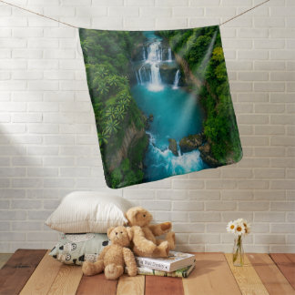 "Jungle Serenity – Tropical Waterfall Baby Blanket