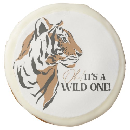 Jungle Siberian tiger wild one first birthday Edib Sugar Cookie