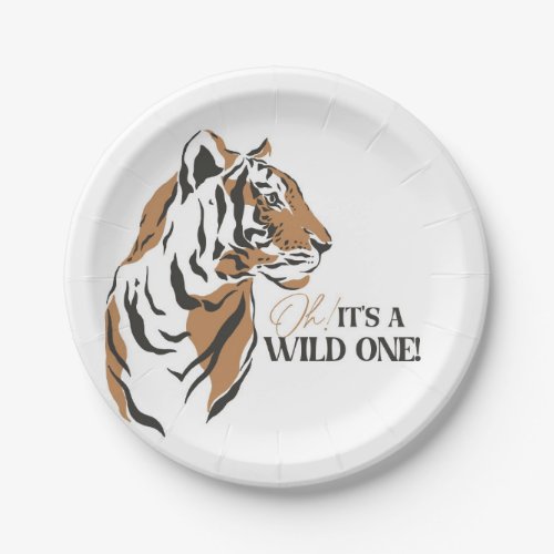 Jungle Siberian tiger wild one first birthday Paper Plates