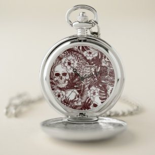 Jungle Skulls Pocket Watch
