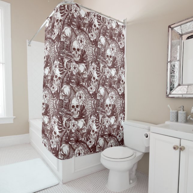 Jungle Skulls Shower Curtain (In Situ)