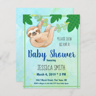 Jungle Sloth Baby Shower Party Invitation