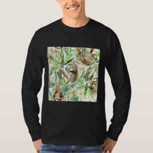 Jungle Sloth On Green T-Shirt