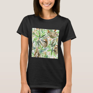 Jungle Sloth On Green T-Shirt