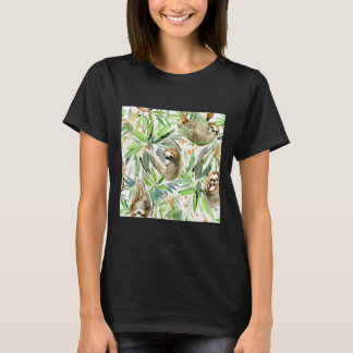 Jungle Sloth On Green T-Shirt