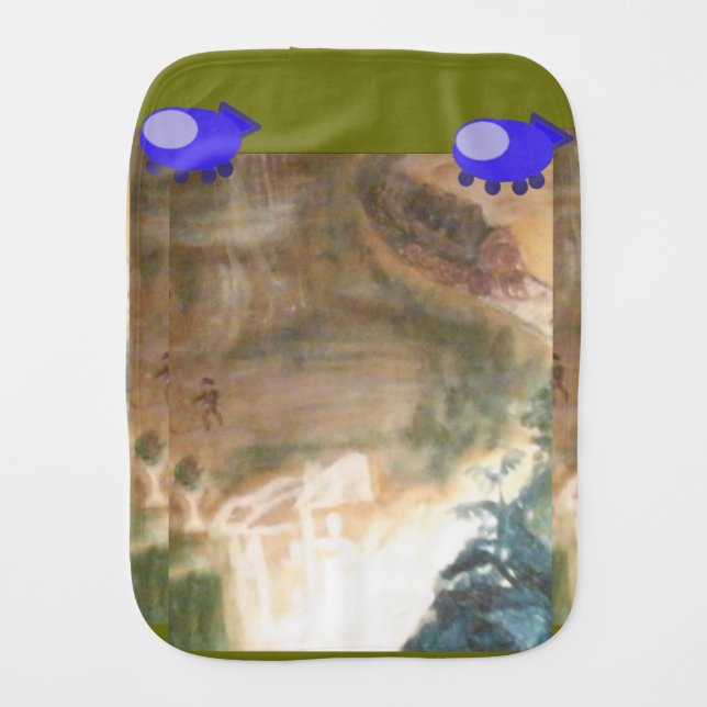 Jungle Spaceship Baby Burp Cloth (Front)