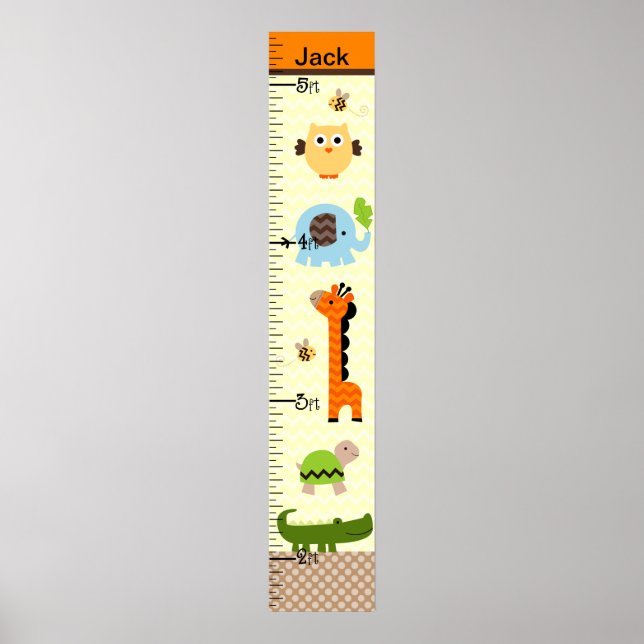 Jungle Stack Animals Growth Chart Keep at 8x44! (Front)