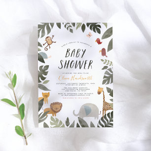 Jungle Storybook Illustration Boy Baby Shower Invitation