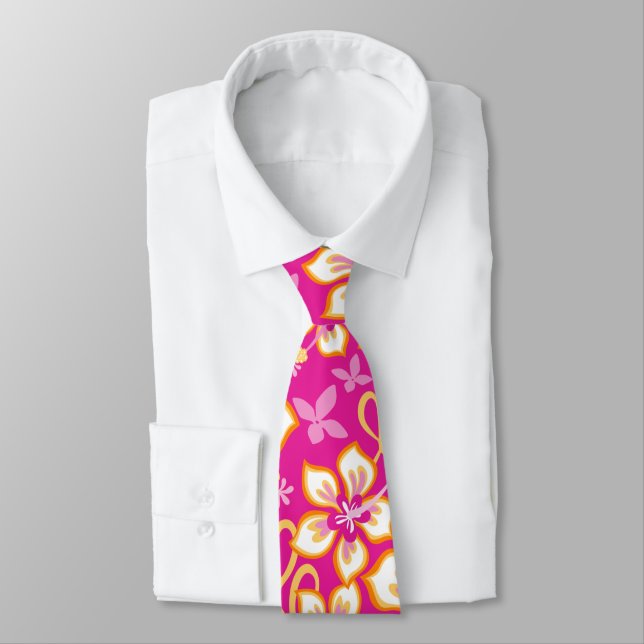 JUNGLE SURF (HOT PINK COMBO) NECK TIE (Tied)