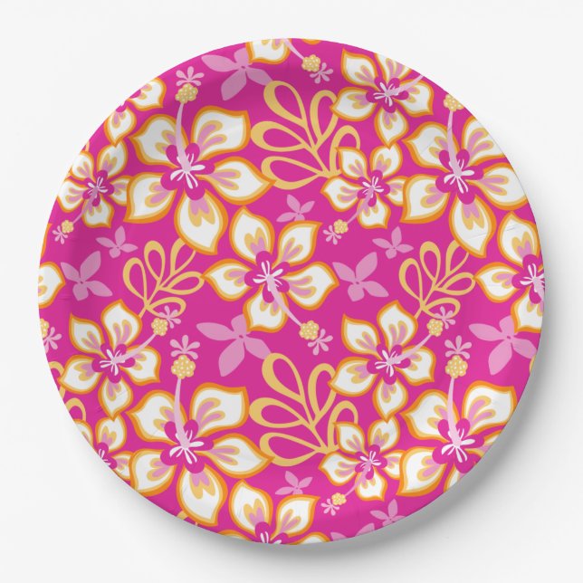 JUNGLE SURF (HOT PINK COMBO) PAPER PLATES (Front)