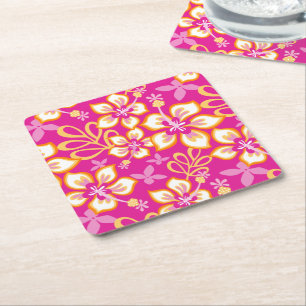 JUNGLE SURF (HOT PINK COMBO) SQUARE PAPER COASTER
