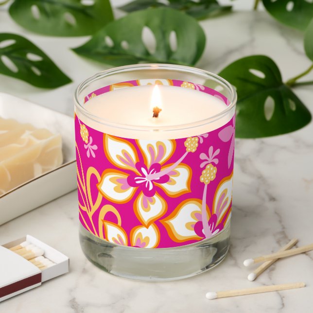 JUNGLE SURF IN HOT PINK SCENTED CANDLE (Lit)