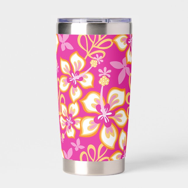 JUNGLE SURF PATTERN IN HOT PINK COMBO INSULATED TUMBLER (Front)