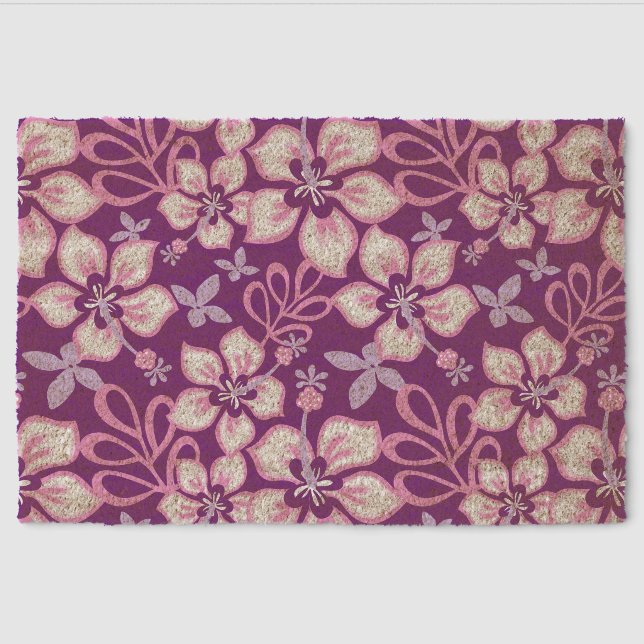 JUNGLE SURF PATTERN IN PURPLE FIBER DOORMAT (Front)