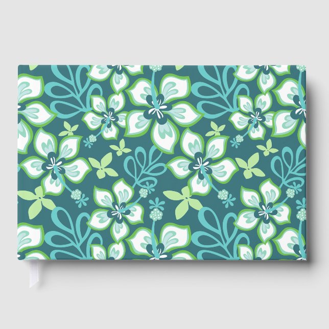 JUNGLE SURF PATTERN IN TEAL COMBO FOIL GUEST BOOK  (Front)