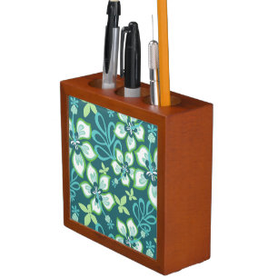 JUNGLE SURF PATTERN IN TEAL DESK ORGANIZER