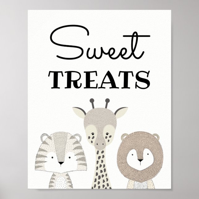 Jungle Sweet Treats Baby Shower Birthday Candy Bar Poster (Front)
