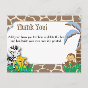 Zebra Print Red Text Personalized Party Thank You Cards