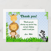 Jungle Thank You Card Birthday Baby Boy Shower (Front/Back)