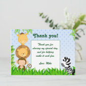 Jungle Thank You Card Birthday Baby Boy Shower (Standing Front)