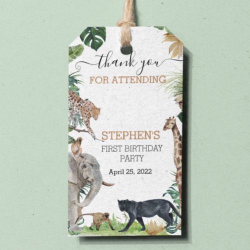 Jungle Thank you Wild One Birthday Black Panther   Gift Tags