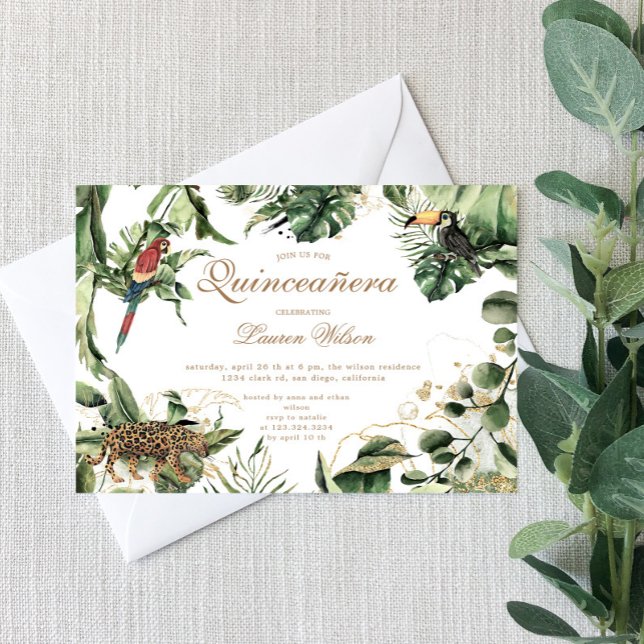 Jungle Theme Animals Quinceanera Party Invitation (Creator Uploaded)