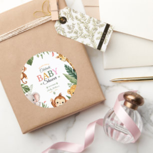 Jungle Theme Baby shower Classic Round Sticker
