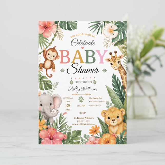 Jungle Theme Baby shower  Invitation (Standing Front)
