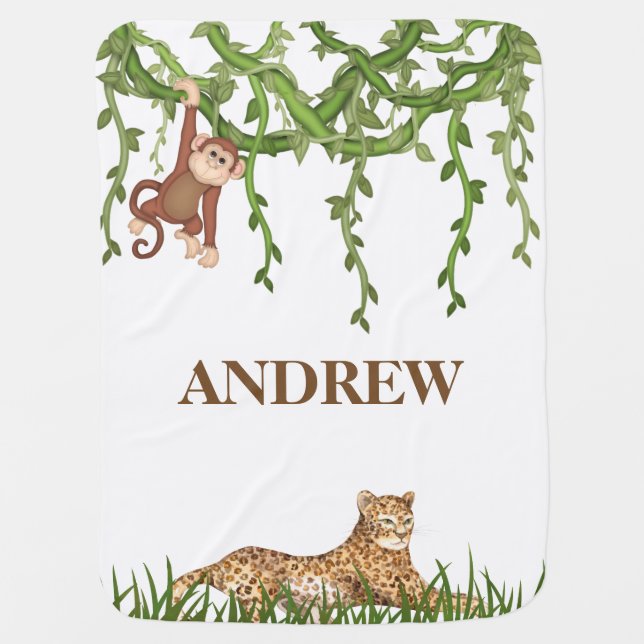 Jungle Theme Boy's Fleece Blanket (Front)