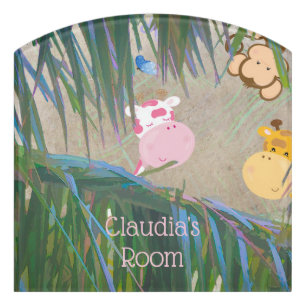 Jungle Theme Custom Text Child's Room Door Sign