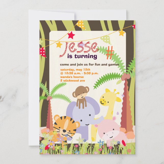 Jungle Theme/Personalized Party/photo Invitation (Front)