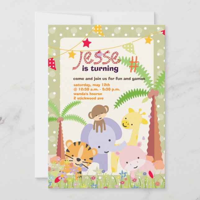 Jungle Theme/Personalized Party/photo Invitation (Front)
