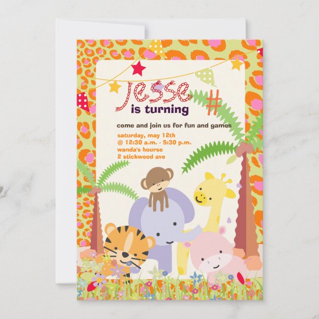 Jungle Theme/Personalized Party/photo Invitation (Front)