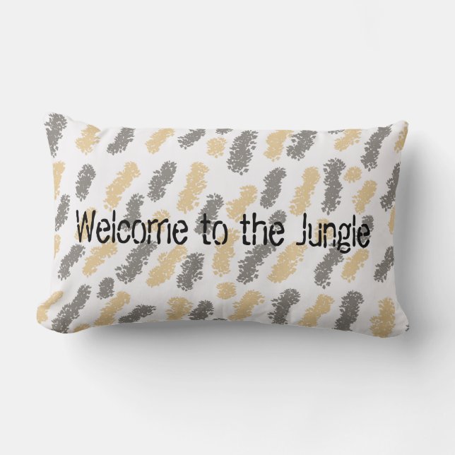 Jungle Theme Taupe Gray Swish Design Lumbar Pillow (Front)
