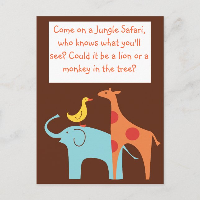Jungle Themed Custom Baby Shower Invitation Postcard (Front)