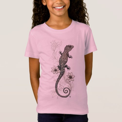 Jungle Themed Gecko Motifs T_Shirt