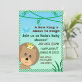 Jungle themed lion baby shower invitation (Standing Front)